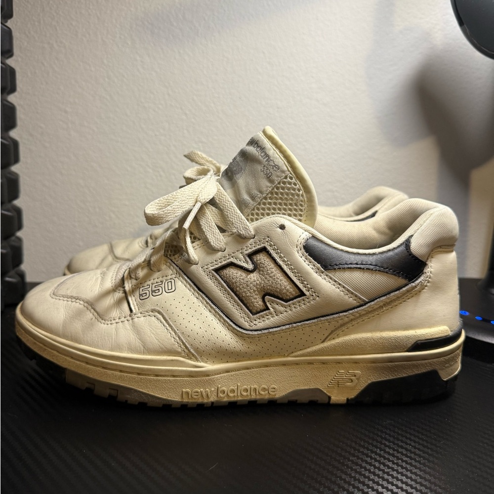 New Balance 550 Cream and Black Sneakers